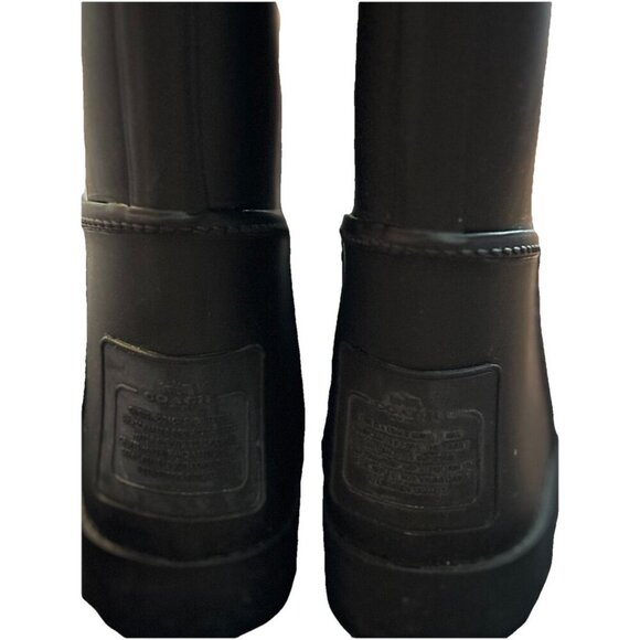 Coach Tristee Black Matte Knee High Lace Up Lined Rain Boot, Size 7, Feminine - Picture 7 of 8
